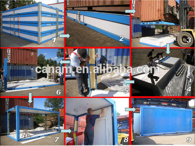 prefab house renovated sea container houe with rolling shulter doors