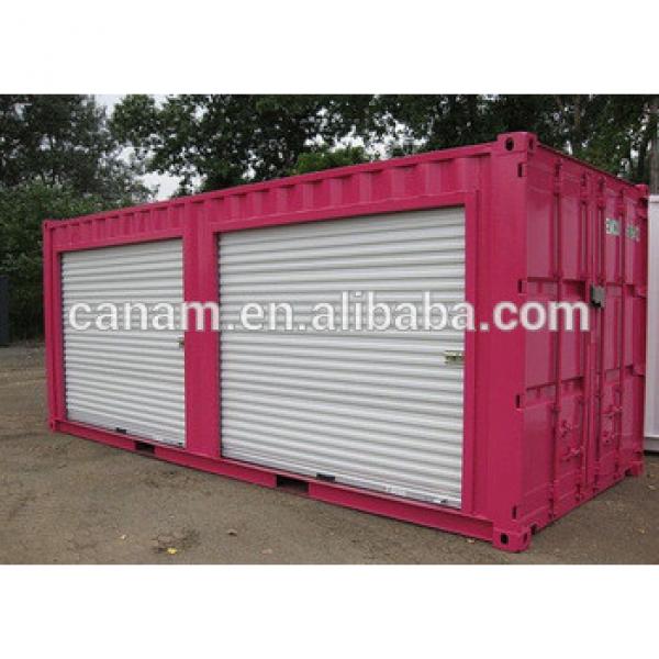 Prefab red container house with two pull down doors front #1 image